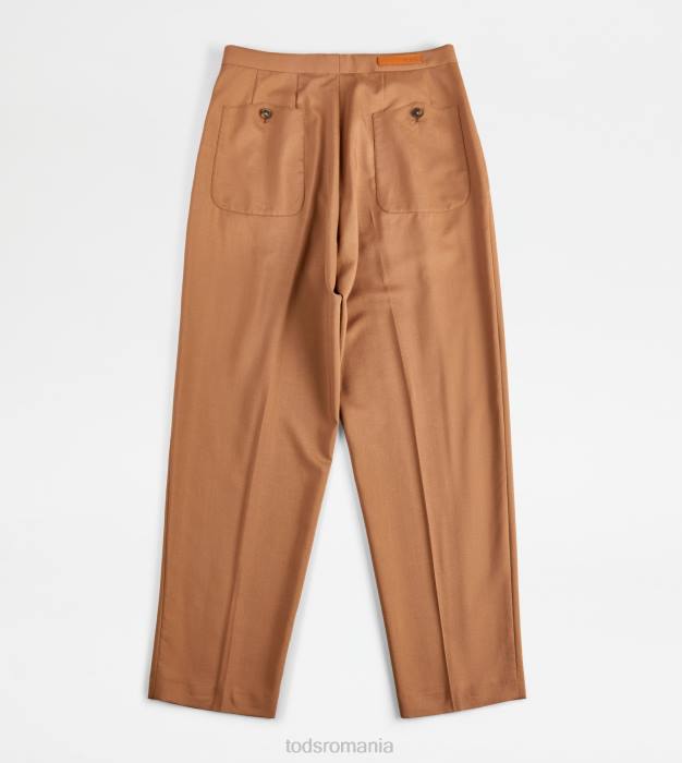 pantaloni din lână amestec de mătase femei Tod's 080D563 maro