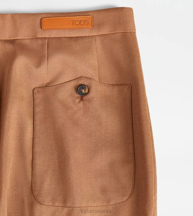pantaloni din lână amestec de mătase femei Tod's 080D563 maro