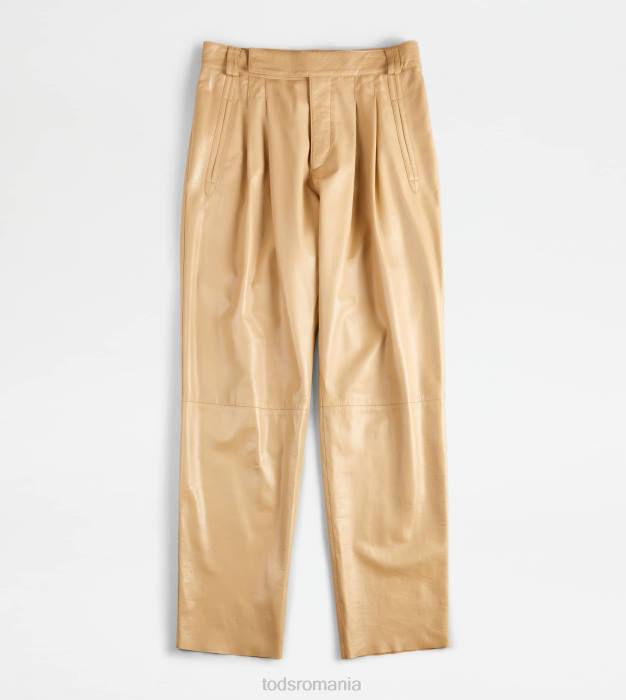 pantaloni din piele femei Tod's 080D553 bej