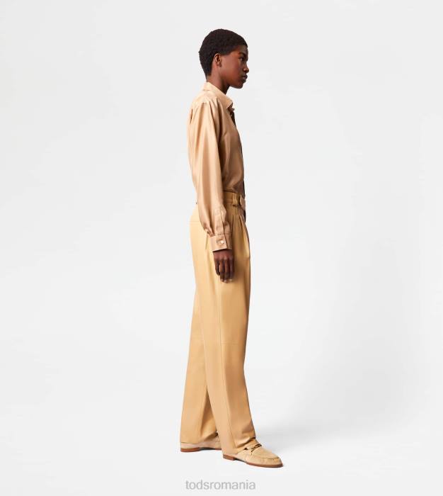 pantaloni din piele femei Tod's 080D553 bej