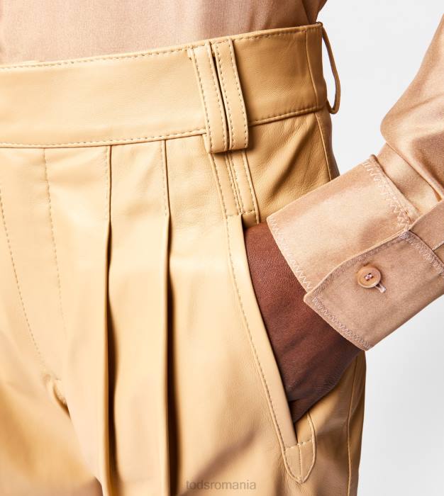 pantaloni din piele femei Tod's 080D553 bej