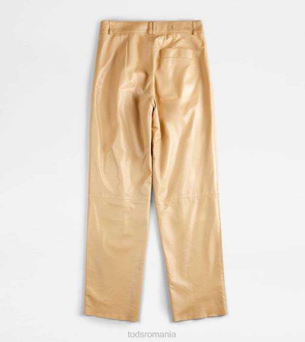 pantaloni din piele femei Tod's 080D553 bej