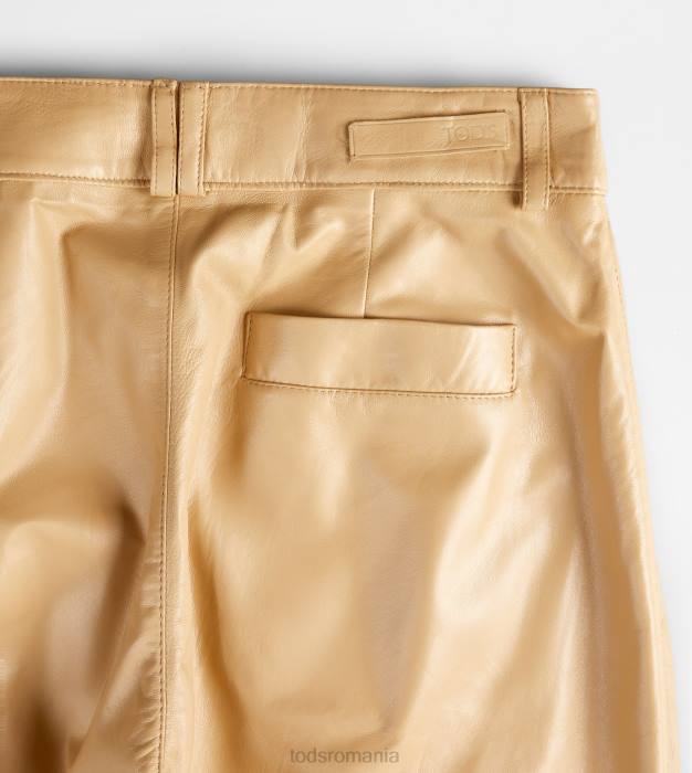 pantaloni din piele femei Tod's 080D553 bej