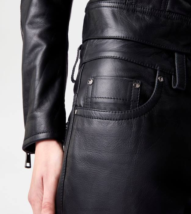pantaloni din piele femei Tod's 080D602 negru