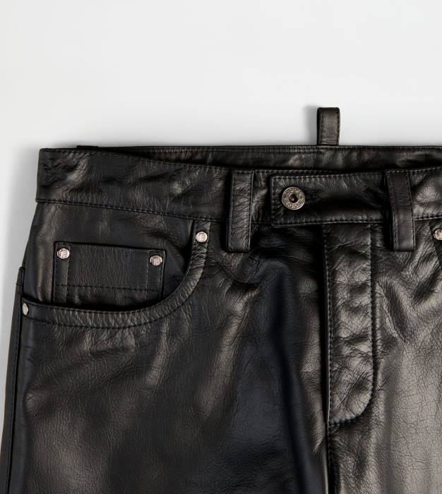 pantaloni din piele femei Tod's 080D602 negru