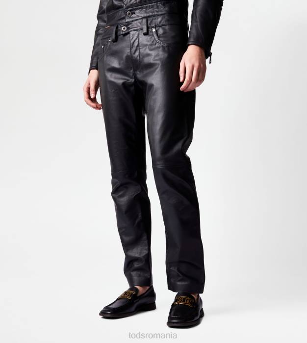 pantaloni din piele femei Tod's 080D602 negru
