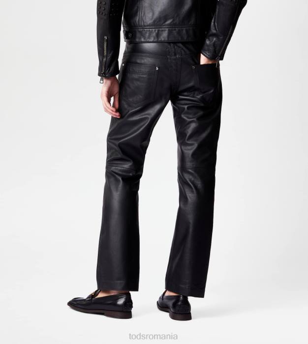 pantaloni din piele femei Tod's 080D602 negru