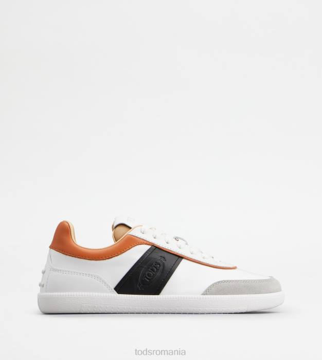 adidași cu tabs din piele femei Tod's 080D137 alb/negru/maro