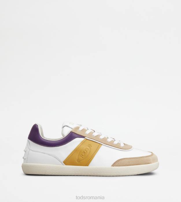 adidași tabs din piele netedă și piele de căprioară femei Tod's 080D141 alb/galben/violet