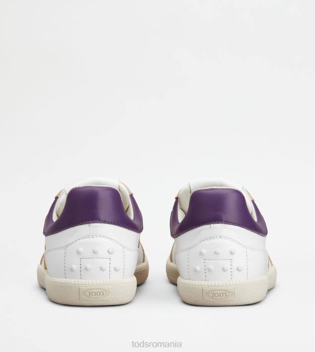 adidași tabs din piele netedă și piele de căprioară femei Tod's 080D141 alb/galben/violet