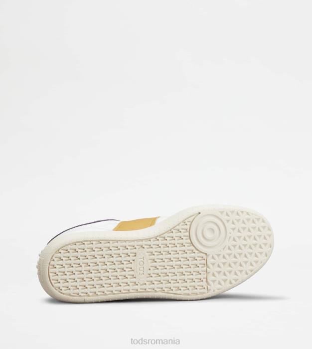 adidași tabs din piele netedă și piele de căprioară femei Tod's 080D141 alb/galben/violet