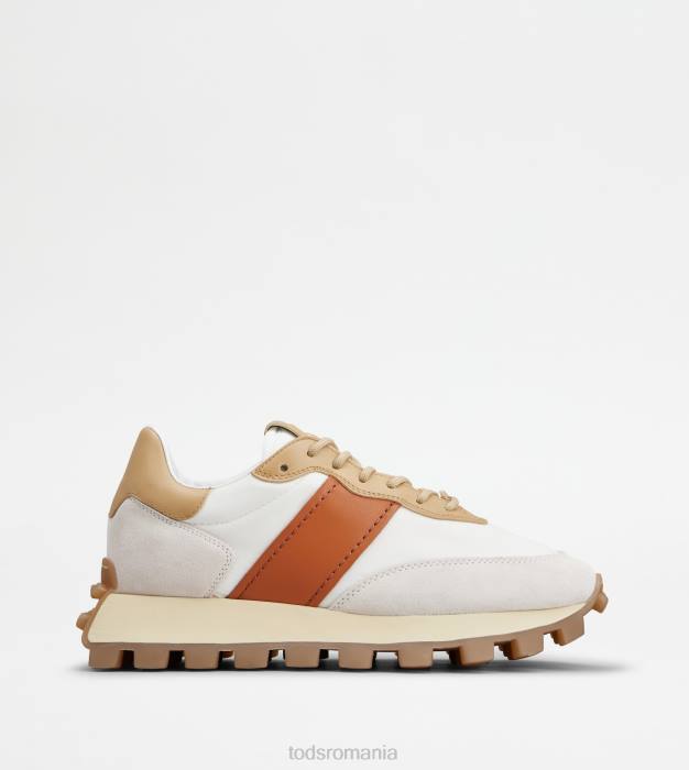 adidasi 1t din piele intoarsa si stofa femei Tod's 080D131 alb/bej/portocaliu
