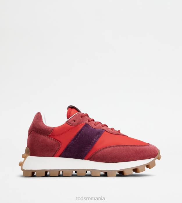 adidasi 1t din piele intoarsa si stofa femei Tod's 080D134 roșu/violet