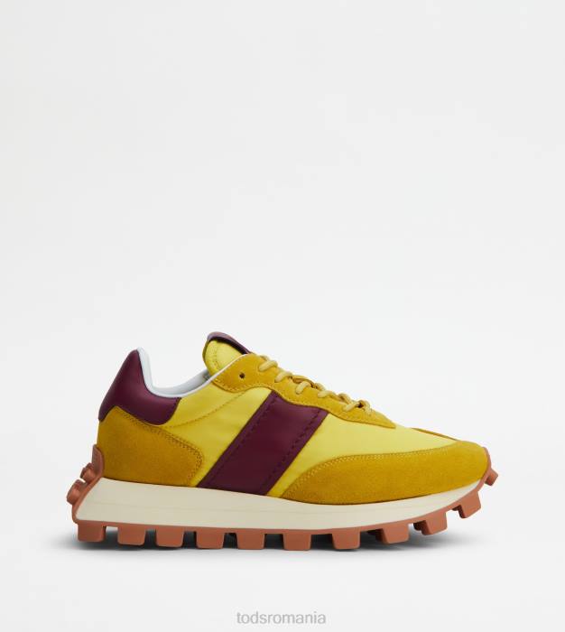 adidasi 1t din piele intoarsa si stofa femei Tod's 080D135 galben