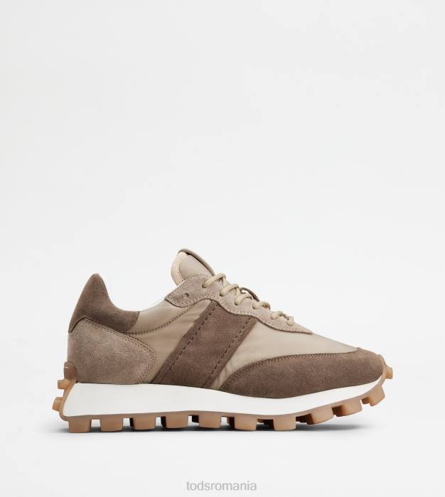 adidasi 1t din piele intoarsa si stofa femei Tod's 080D136 maro/bej