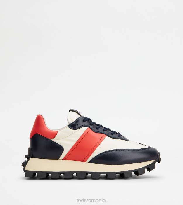 adidasi 1t din piele si stofa femei Tod's 080D132 albastru/rosu/alb