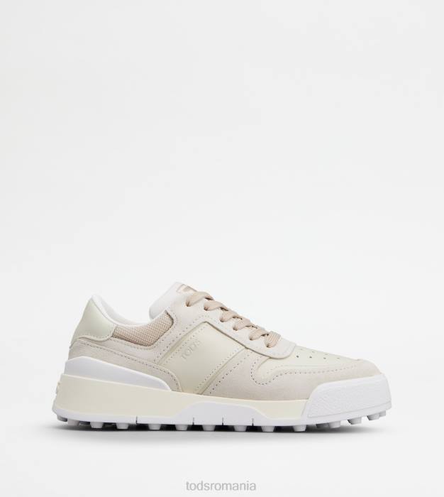 adidasi din piele intoarsa si piele neteda femei Tod's 080D129 aproape alb