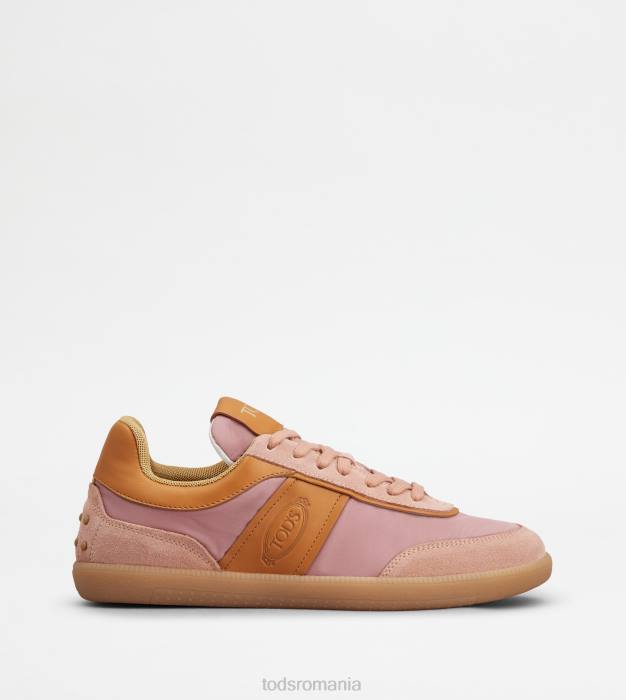 pantofi sport cu tabs din piele intoarsa si stofa femei Tod's 080D140 portocaliu/roz