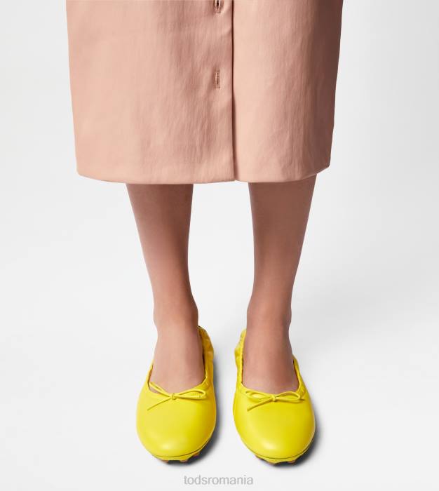 balerini bubble din piele femei Tod's 080D184 galben/maro
