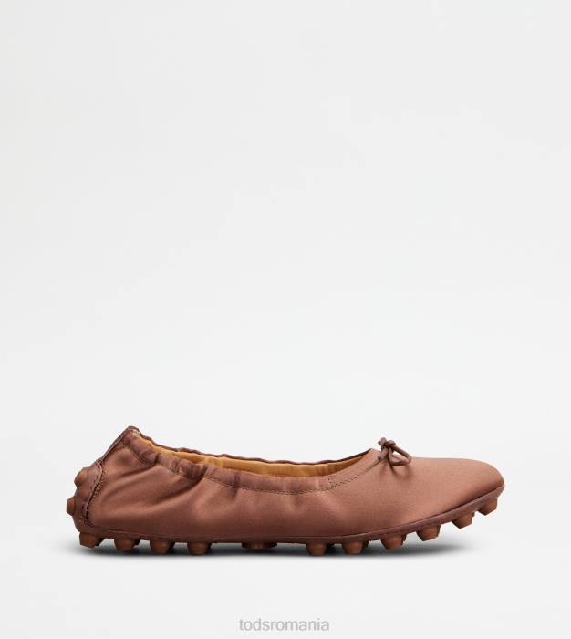 balerini bubble din satin și piele femei Tod's 080D192 maro