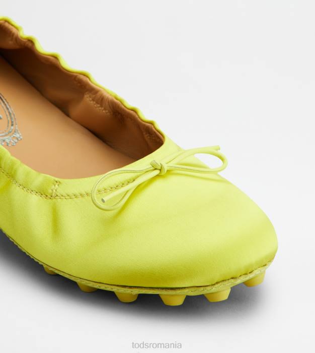 balerini bubble din satin și piele femei Tod's 080D193 galben