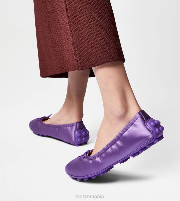 balerini bubble din satin și piele femei Tod's 080D194 violet