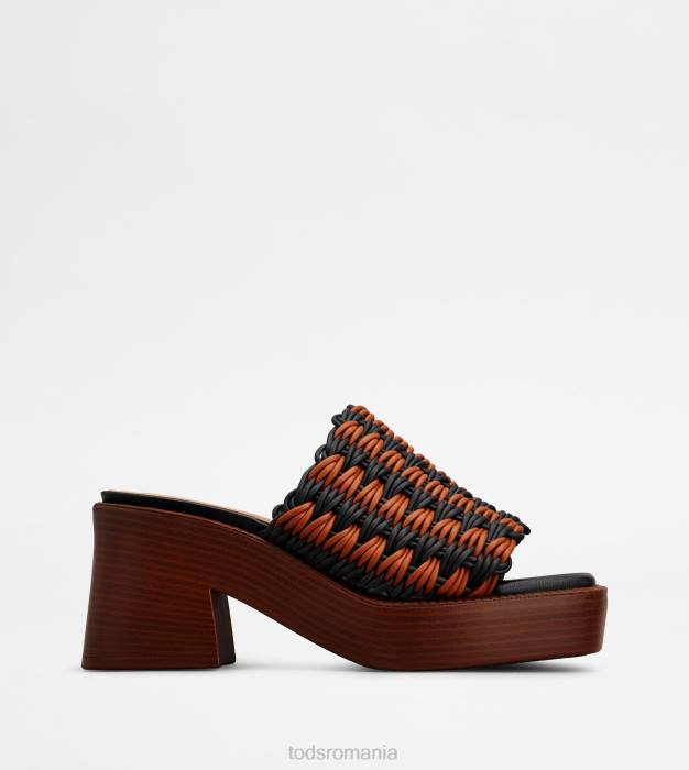 Mulți cu platformă din țesătură cu toc femei Tod's 080D224 negru/maro