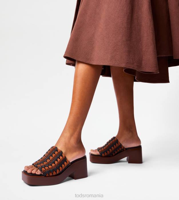 Mulți cu platformă din țesătură cu toc femei Tod's 080D224 negru/maro