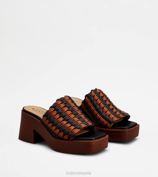 Mulți cu platformă din țesătură cu toc femei Tod's 080D224 negru/maro