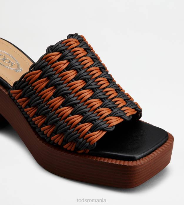 Mulți cu platformă din țesătură cu toc femei Tod's 080D224 negru/maro