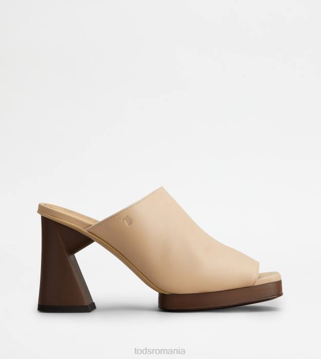 Mulți cu platformă din piele cu toc femei Tod's 080D220 bej