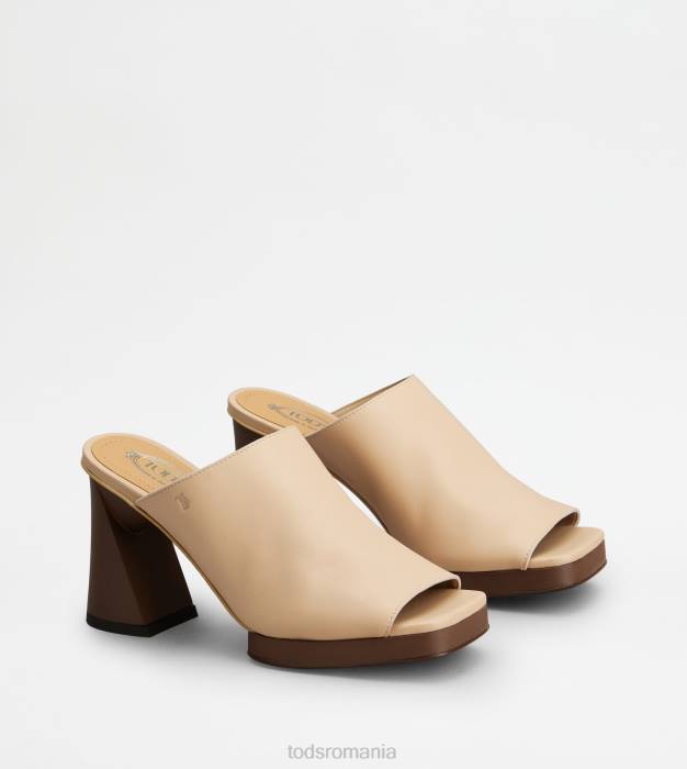 Mulți cu platformă din piele cu toc femei Tod's 080D220 bej