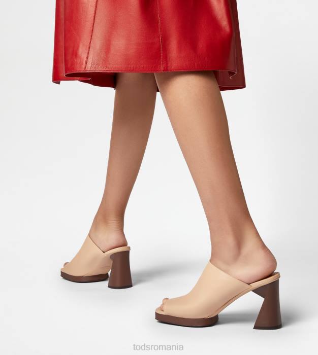 Mulți cu platformă din piele cu toc femei Tod's 080D220 bej
