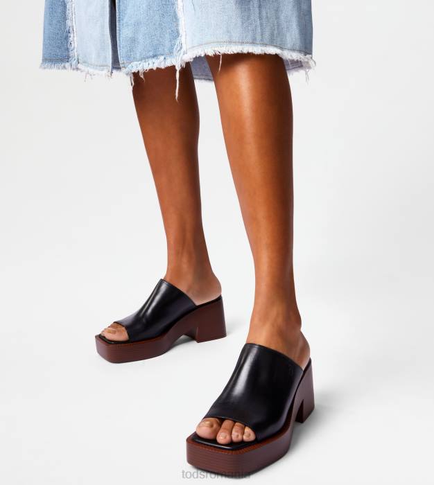 Mulți cu platformă din piele cu toc femei Tod's 080D222 negru