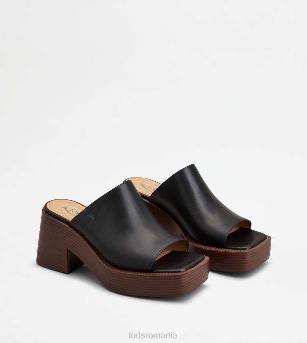 Mulți cu platformă din piele cu toc femei Tod's 080D222 negru