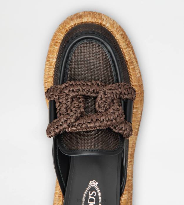 Mulți cu platformă kate din material și piele femei Tod's 080D235 maro/bej