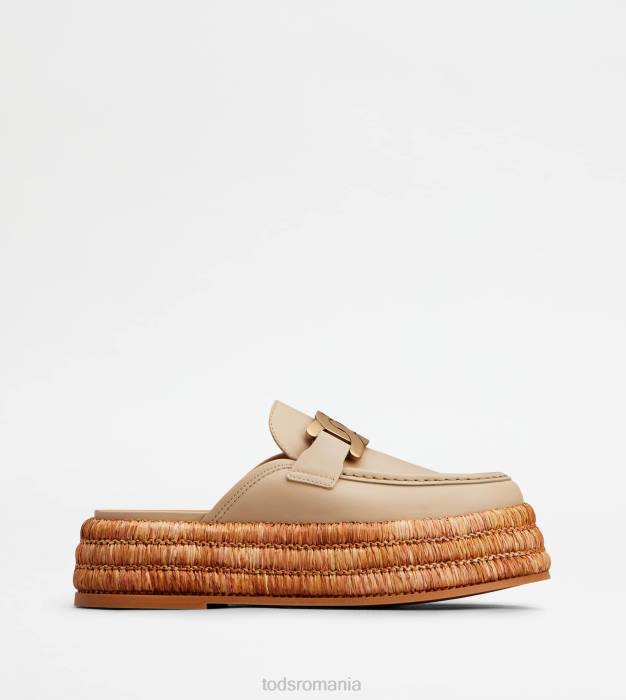 mulași cu platformă kate din piele femei Tod's 080D226 bej