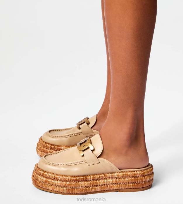 mulași cu platformă kate din piele femei Tod's 080D226 bej
