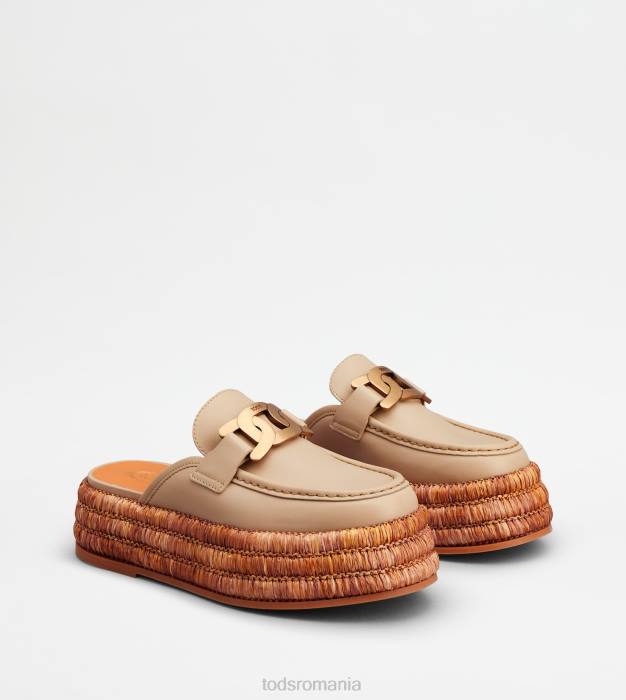 mulași cu platformă kate din piele femei Tod's 080D226 bej