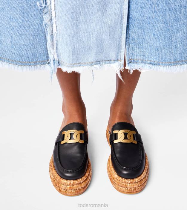 mulași cu platformă kate din piele femei Tod's 080D227 negru