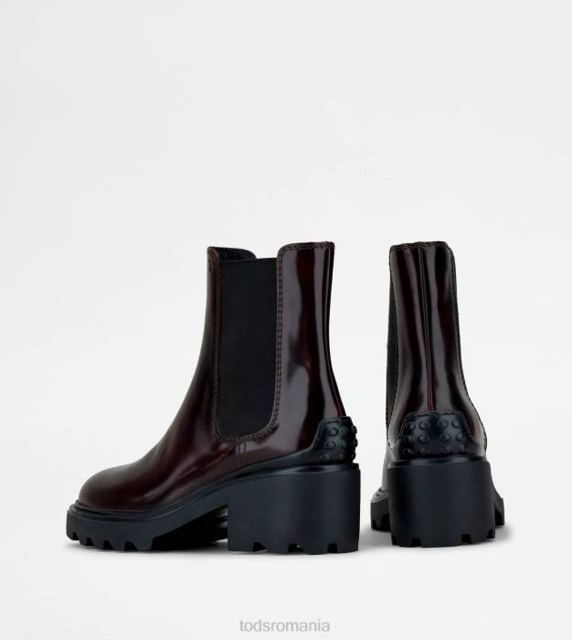 botine din piele femei Tod's 080D166 Burgundia
