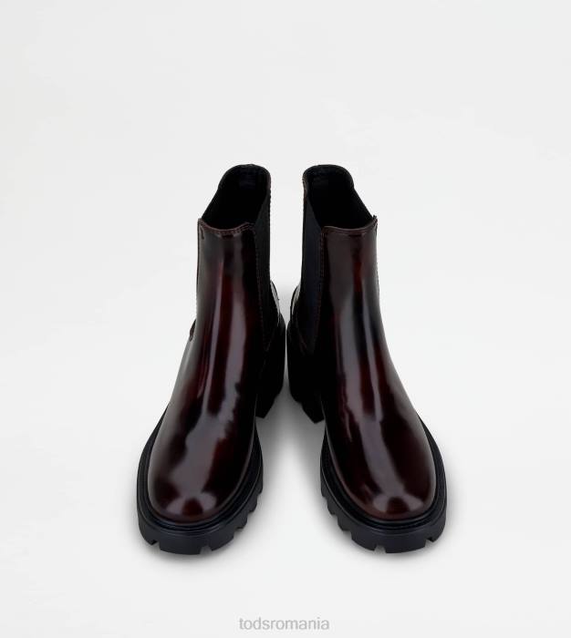 botine din piele femei Tod's 080D166 Burgundia