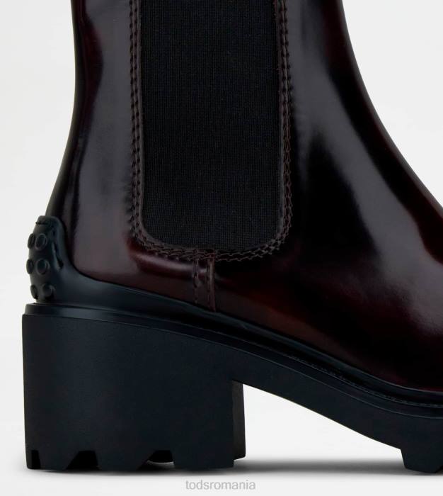 botine din piele femei Tod's 080D166 Burgundia
