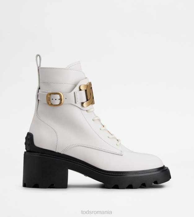 botine kate din piele femei Tod's 080D178 alb