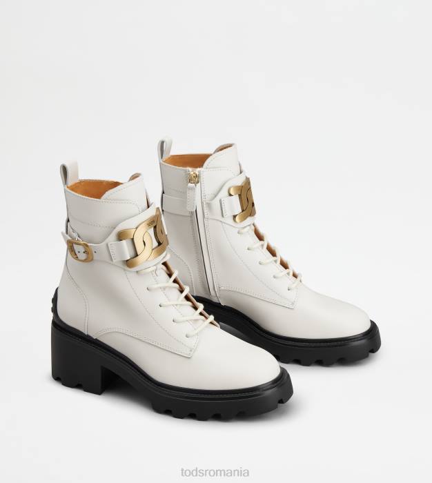 botine kate din piele femei Tod's 080D178 alb