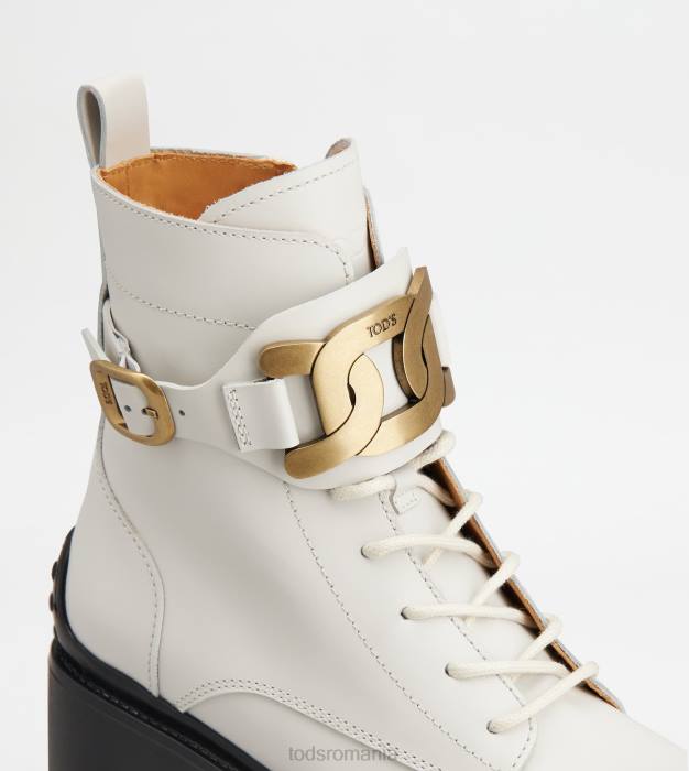 botine kate din piele femei Tod's 080D178 alb