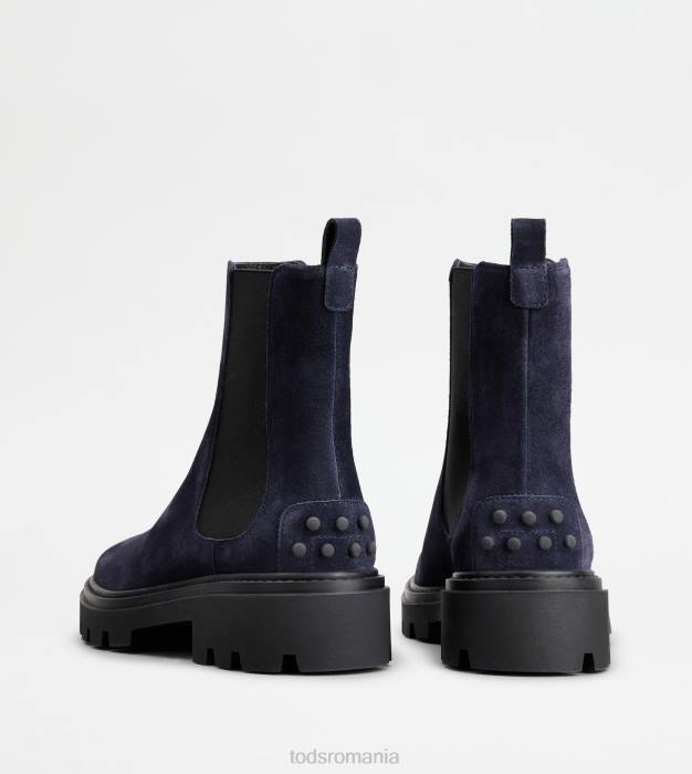 cizme chelsea din piele intoarsa femei Tod's 080D161 albastru