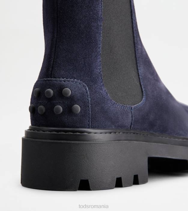 cizme chelsea din piele intoarsa femei Tod's 080D161 albastru