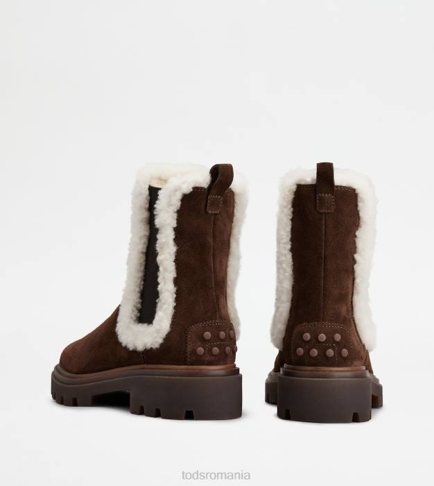 cizme chelsea din piele intoarsa si piele de oaie femei Tod's 080D176 maro