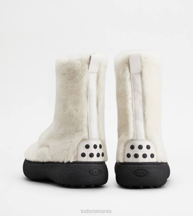 w. g. botine cu șireturi din piele de oaie femei Tod's 080D173 alb